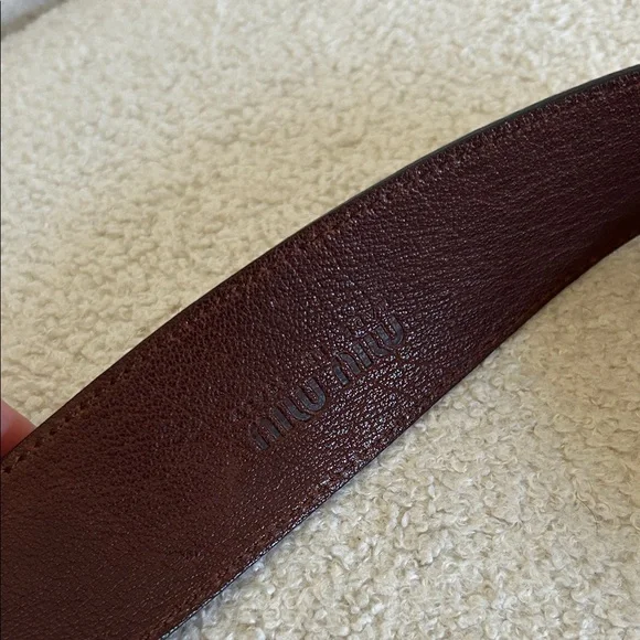 Miu Miu Dark Brown Leather Belt with Silver Buckle - Picture 3 of 4